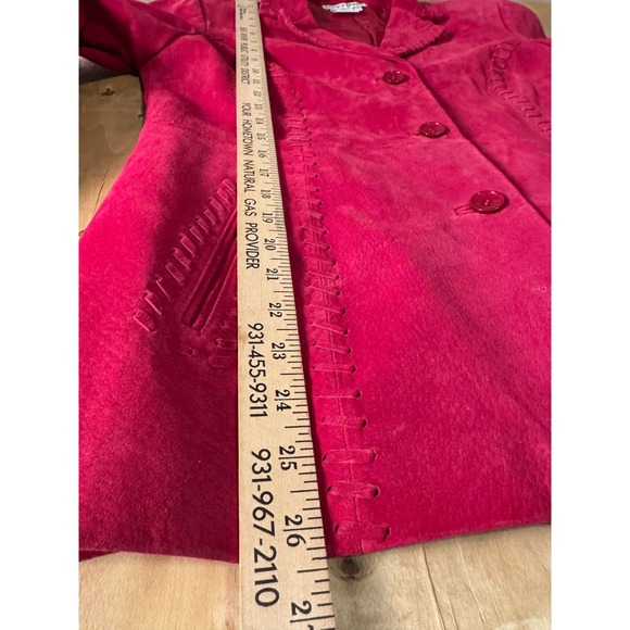 Vintage Nancy Bolen Suede Blazer Medium Jacket Western Style Button Front Pink - Picture 5 of 7
